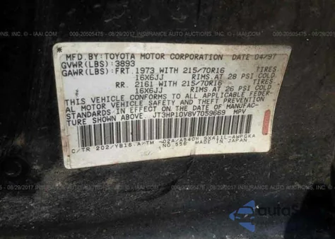 1997 Toyota Rav4 из США, поврежденный, VIN JT3HP10V8V7059669